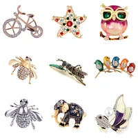 bicycle squirrel owl rose flower fish elephant bird animal large brooches for lady party dress lapel pin gift costume jewelry