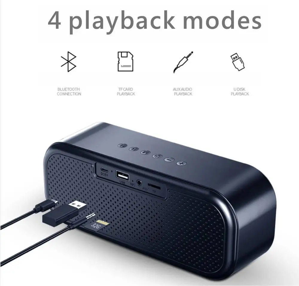 Bluetooth беспроводной динамик Tf светодиодный цифровой будильник сабвуфер двойной