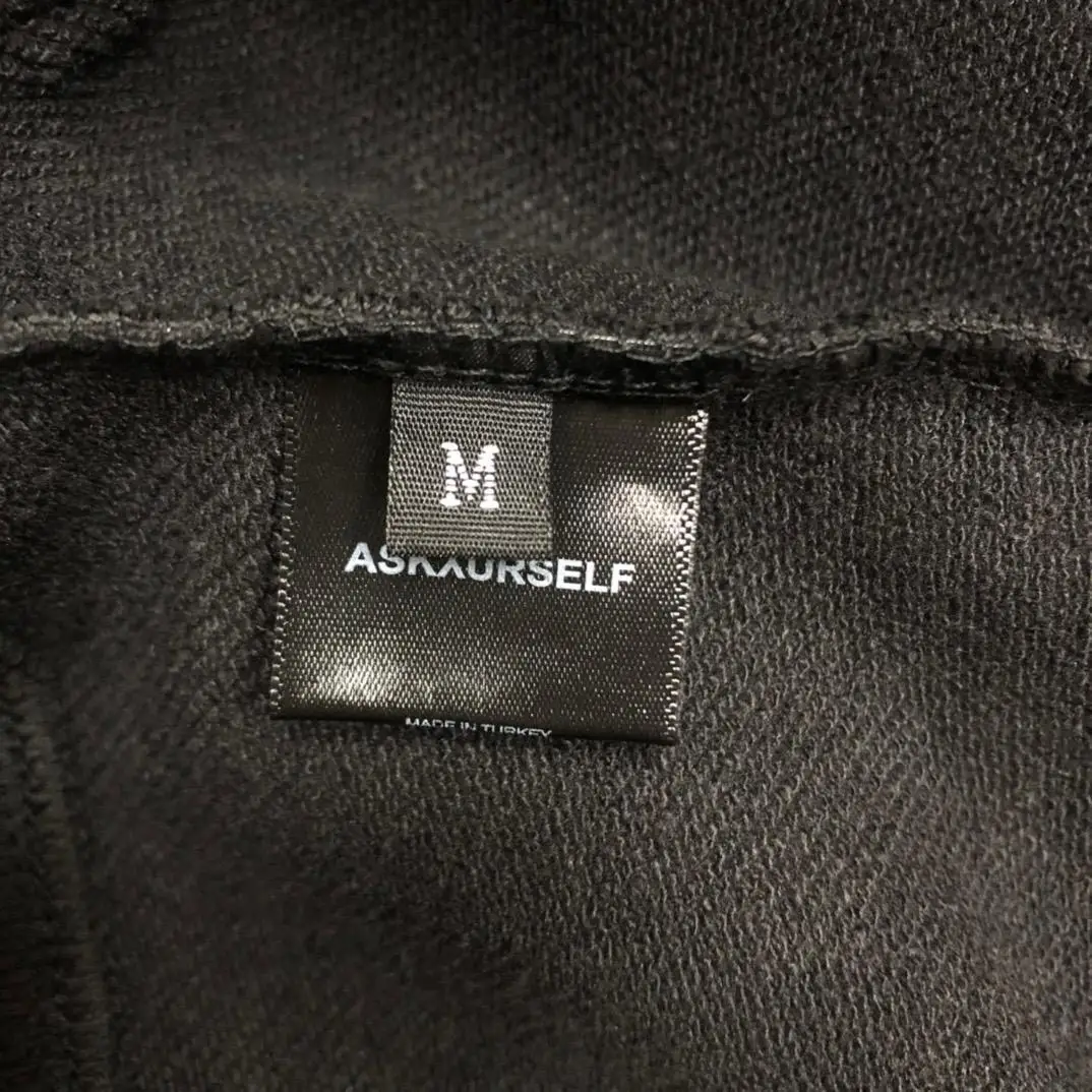 

Washed old Vintage Askyurself Hoodie Heavy Fabric Cotton AYS Logo Pullover Men Women Askyurself Carbon black Sweatshirt