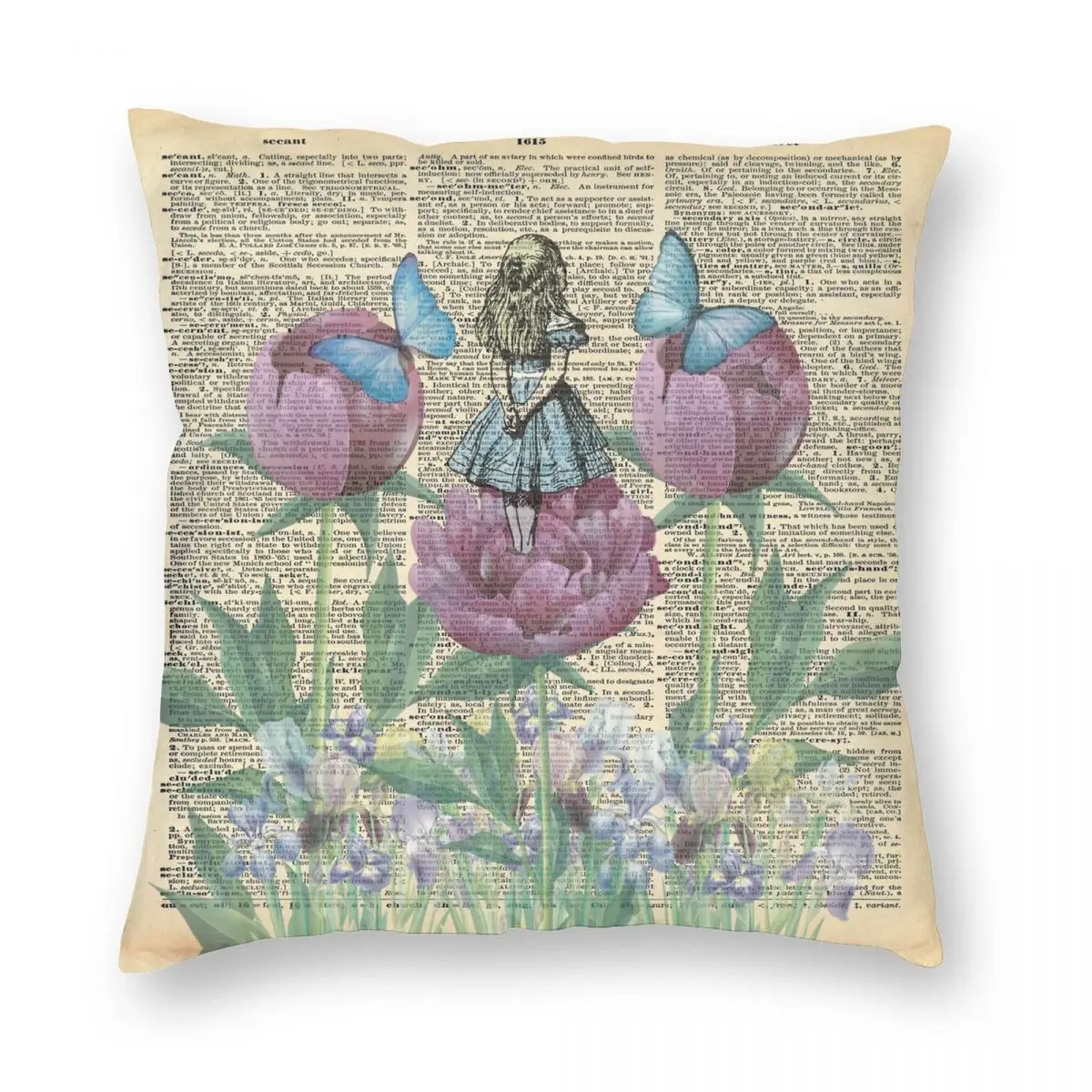 

Alice In Wonderland Garden Pillowcase Polyester Linen Velvet Creative Zip Decor Room Cushion Cover 18"