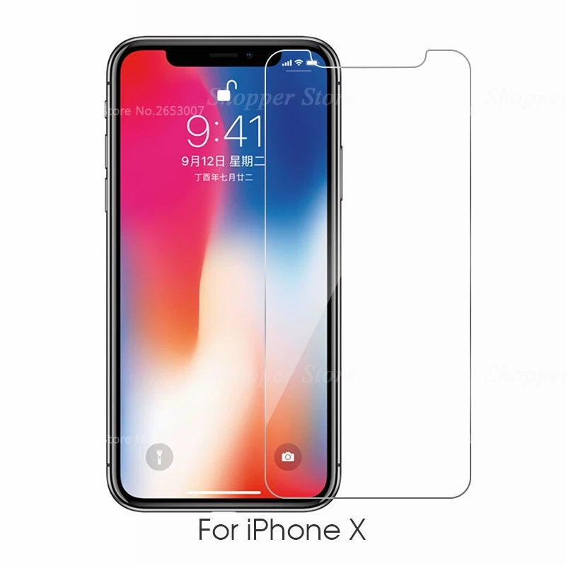 For iPhone X Закаленное стекло для iPhone 11 Pro XR XS MAX Защита экрана для iPhone 8X7 6 6S Plus 5 5S SE 11 Pro Max 6,1 6,5 5,8 дюйма - Цвет: For iPhone X
