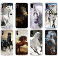 silicone black white horse phone case for oppo find x2 pro a9 a8 a5 a31 2020 a91 ax5s realme 5 6 x50 reno a 3 pro a52 a72 cover