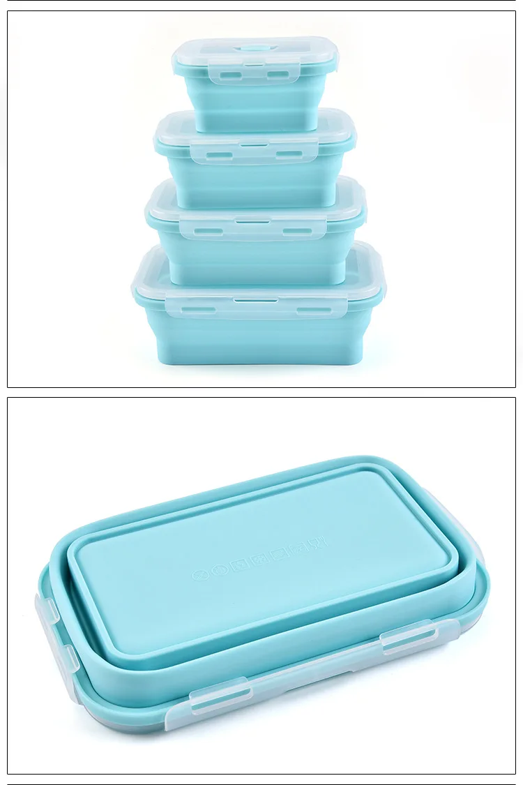 Portable Foldable SILICONE Lunch Box Food Container Microwavable Rectangle Bento | Дом и сад