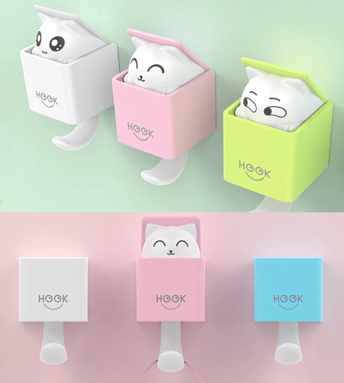 

Инновационный кошка стеллаж для хранения с крючком вешалка Гостиная стены липкий крюк декоративные настенные крючки