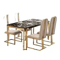 Modern fashionable design metal marble top dining table solid rectangle desk for dining room wedding banquets