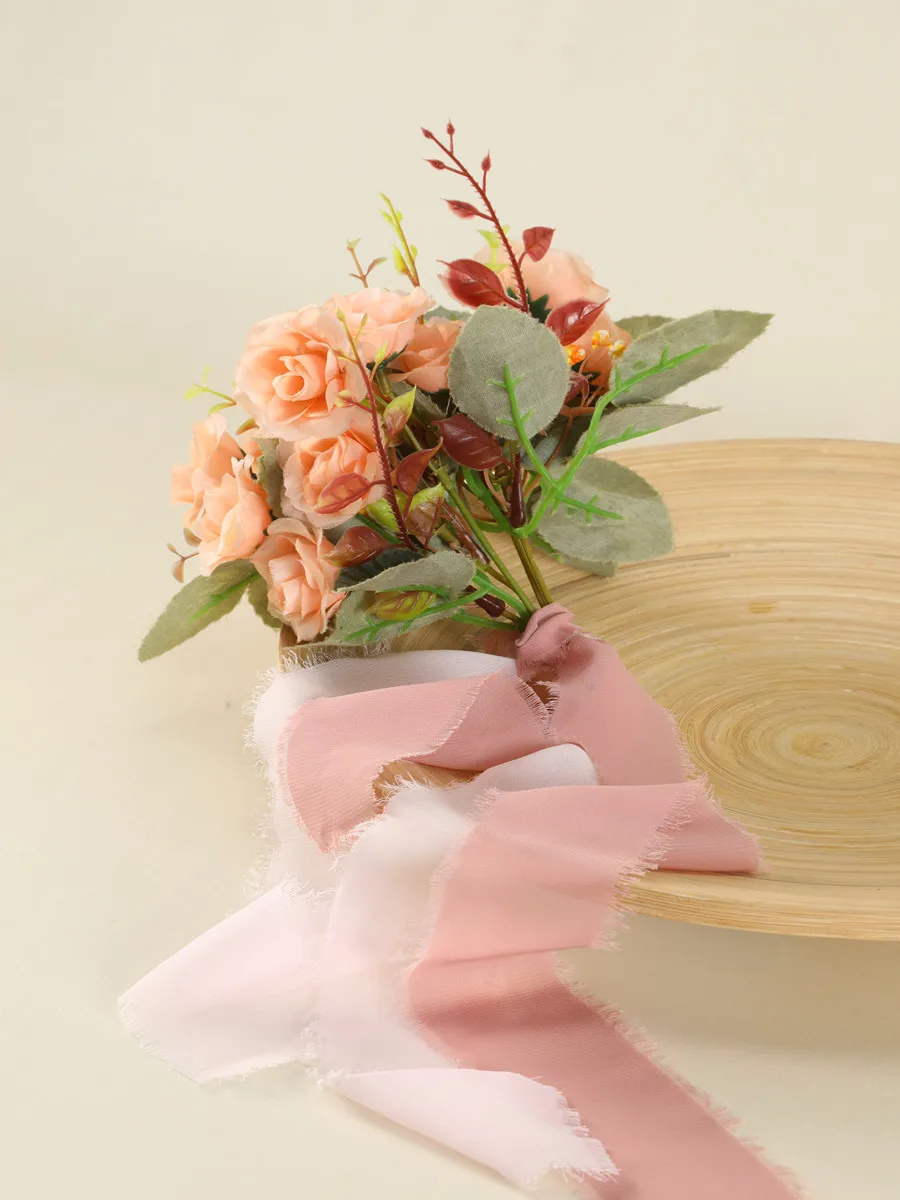 4 шт. шелковая шифоновая лента ручной работы с потертостями краями свадебные