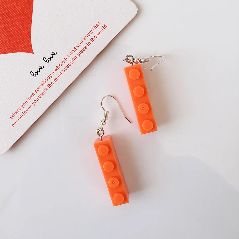 Новое поступление креативные яркие цветные строительные блоки серьги капли