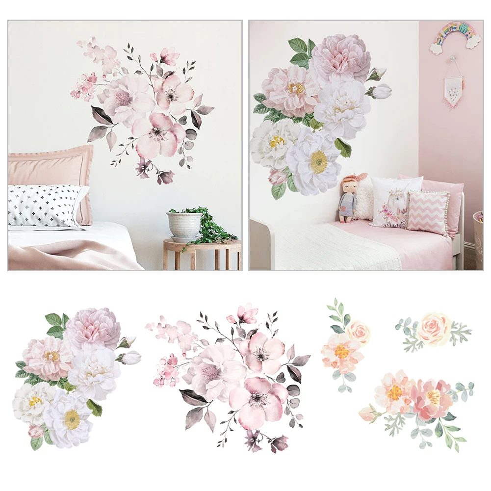 Акварельные пионы настенные Стикеры для детской комнаты гостиной спальни