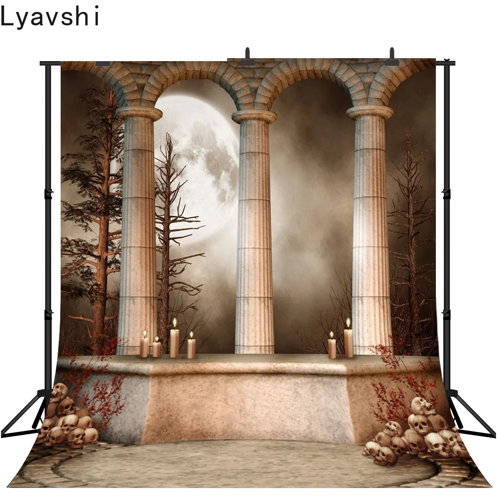 Виниловый тканевый фон Lyavshi для фотосъемки на Хэллоуин с изображением черепа