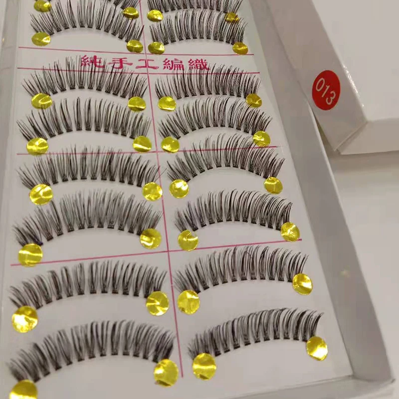 

NLOS 10 Pairs Thick False Eyelashes Natural Long Eye Lashes Handmade Criss-Cross Soft Eyelashes Makeup Extension Tools