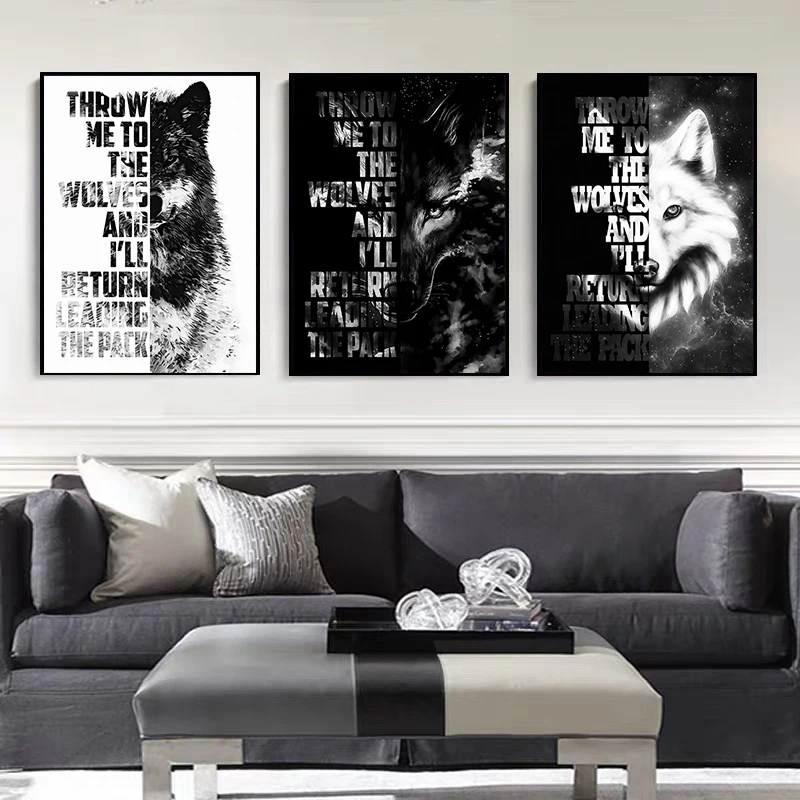 

Furious Animal Wolf Inspirational Quote Posters and Prints Canvas Paintings Wall Art Pictures for Living Room Decor No Frame