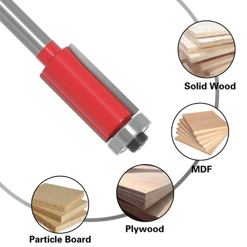 

1/4 Shank Pattern Flush Trim Template Router Bits Set Shank Flush Trim Router Bit Top Bearing Set, Straight Pattern Router Bit