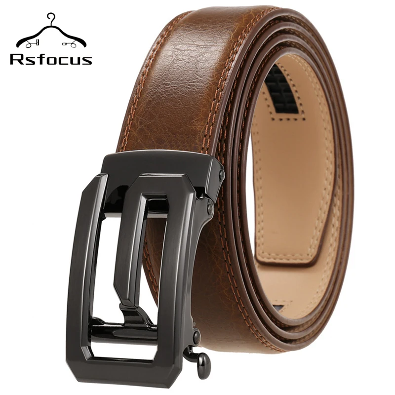 Мужской ремень из воловьей кожи с автоматической металлической пряжкой |