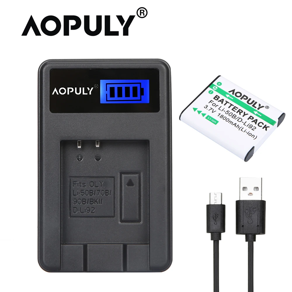 Аккумулятор AOPULY Li50B 2 шт. зарядное устройство с ЖК-дисплеем и USB для Olympus Mju 1020 Li-50B