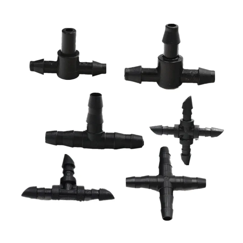 

100PCS 1/4" Insert Barb Connector Tee Elbow Cross For 4/7mm Microtube Garden Watering Tools Drip Irrigation Fittings