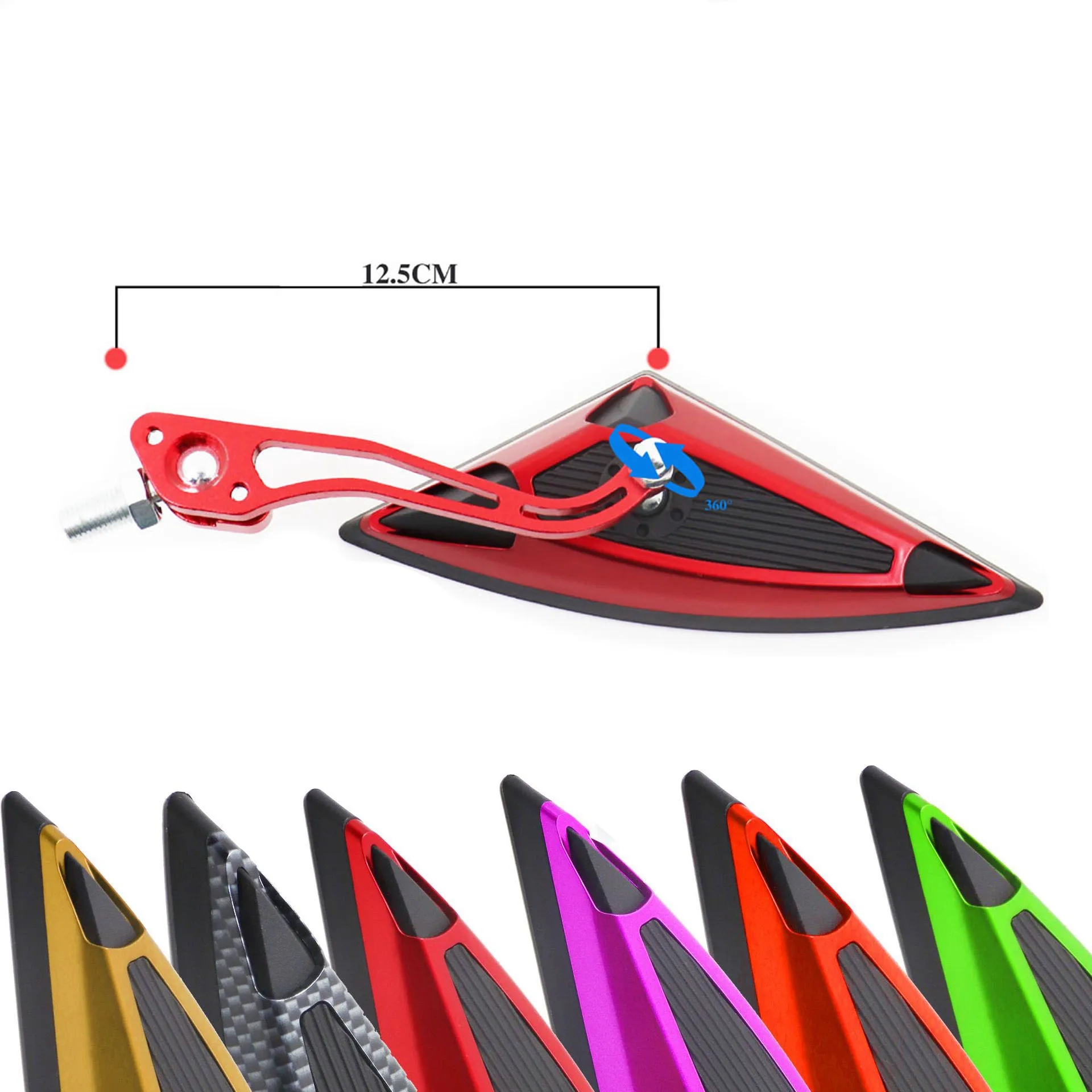 

Motorcycle Triangle Rear View Mirrors For Yamaha Honda Kawasaki Universal Clear Lense