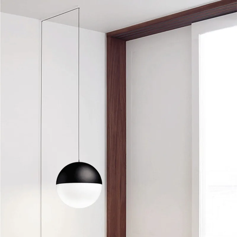Modern Ball Pendant Lamp Long Line Lights Black Glass Hanglamp Kitchen Fixtures Living Room Globe Lighting nordic lamps | Лампы и