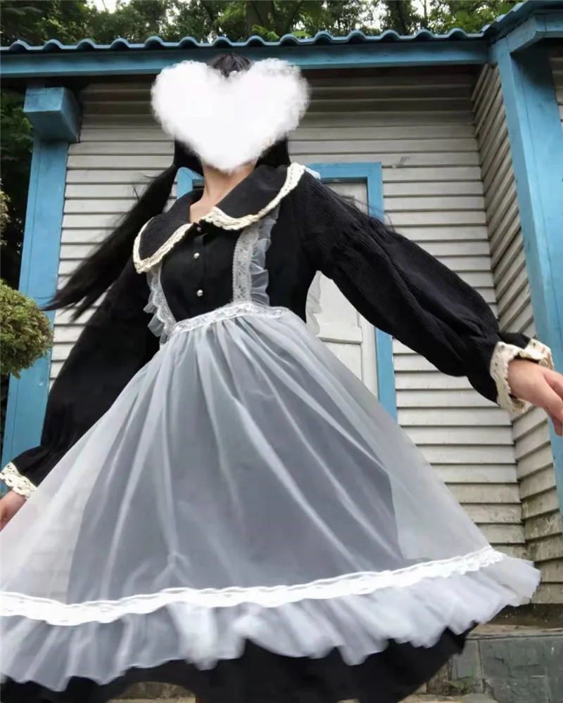 Harajuku Лолита платье уличная мода женское платье мягкие японские игрушки фонарь рукав Готический стиль тюль Лолита милое платье для девочки