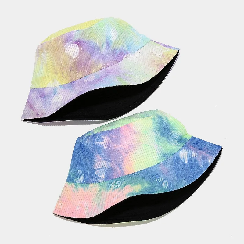 

cotton Corduroy color printing Bucket Hat Fisherman Hat outdoor travel hat Sun Cap Hats for Men and Women 262