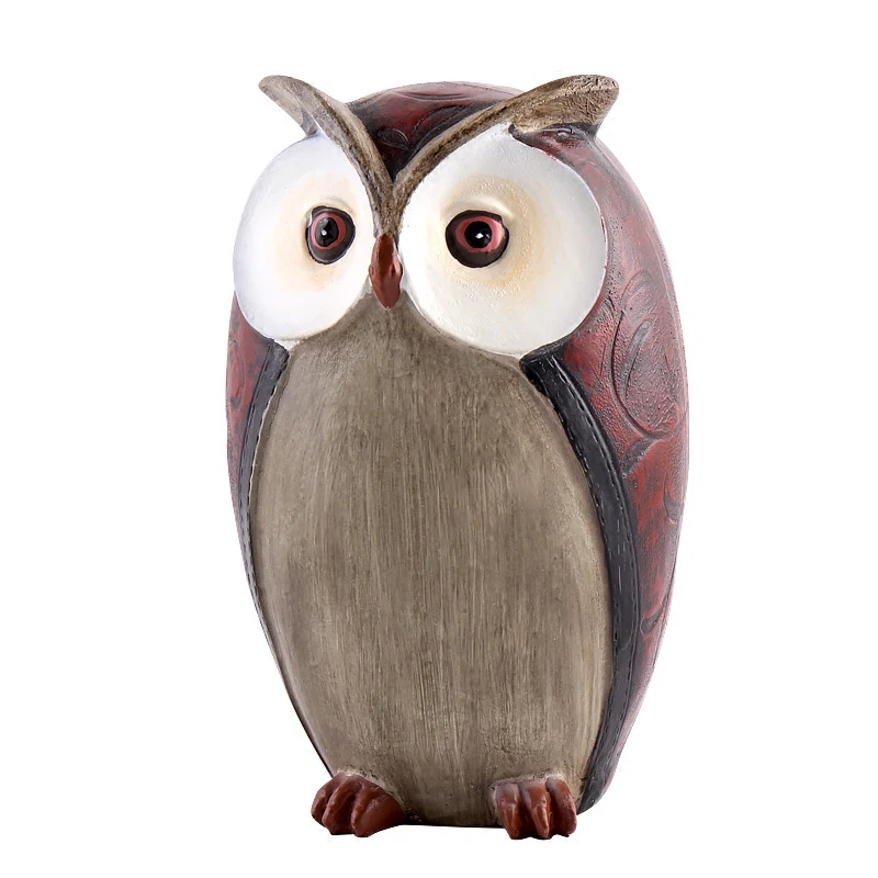 

American Retro Resin Owl Figurine Animals Crafts Miniature Fairy Garden Office Desk Home Decoration Accessories