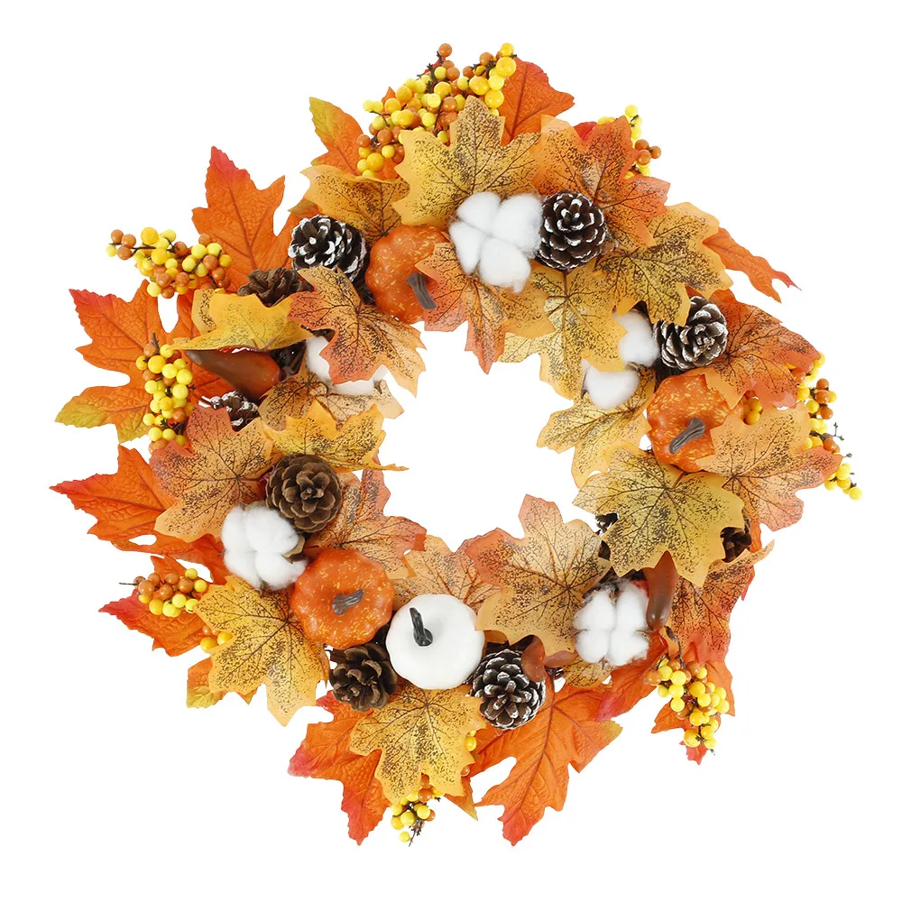 

Венок из тыквы, клена, для украшения дверей, осеннего фестиваля, гирлянда День благодарения