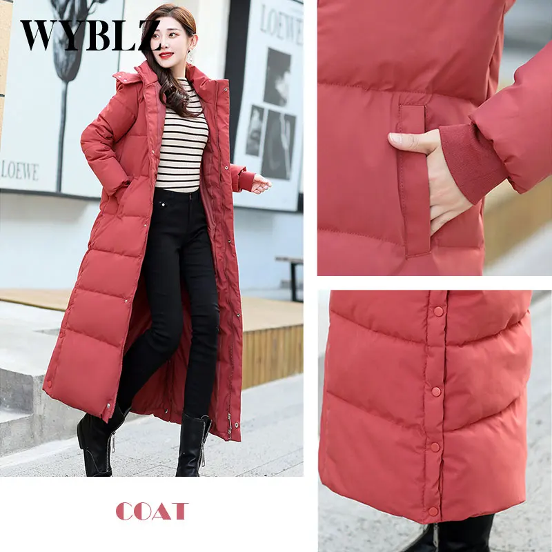 Winter Warm Female Jacket Korean Fashion Women Parkas Hooded Coat Slim Cotton Padded Female Casual Long Jackets Womens Clothing