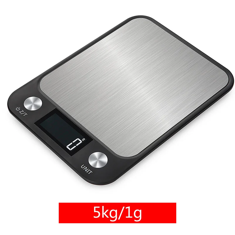 black 5kg 5 кг/10 кг x 1 г водонепроницаемые кухонные весы из нержавеющей стали с ЖК-дисплеем для выпечки пищи Многофункциональные цифровые весы инструменты для приготовления пищи - Цвет: black 5kg