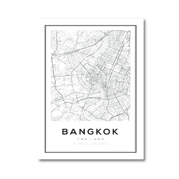 

Карта и принты Бангкока плакат, Карта путешествий из Таиланда, Картина на холсте, Современная Карта Чиангмай, картина, домашний декор для стен