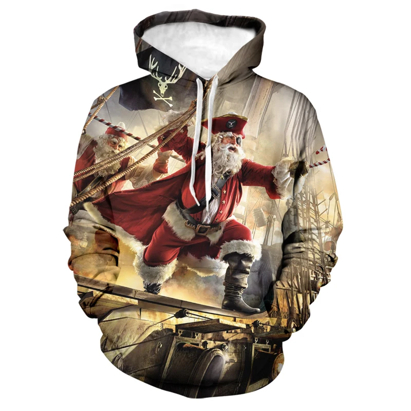 

2020 New Fashion Christmas One-Eyed Skipper Men Hoodie Sweatshirt 3D Trendy Street Lovers Hooded Pullovers Oversized Outwear