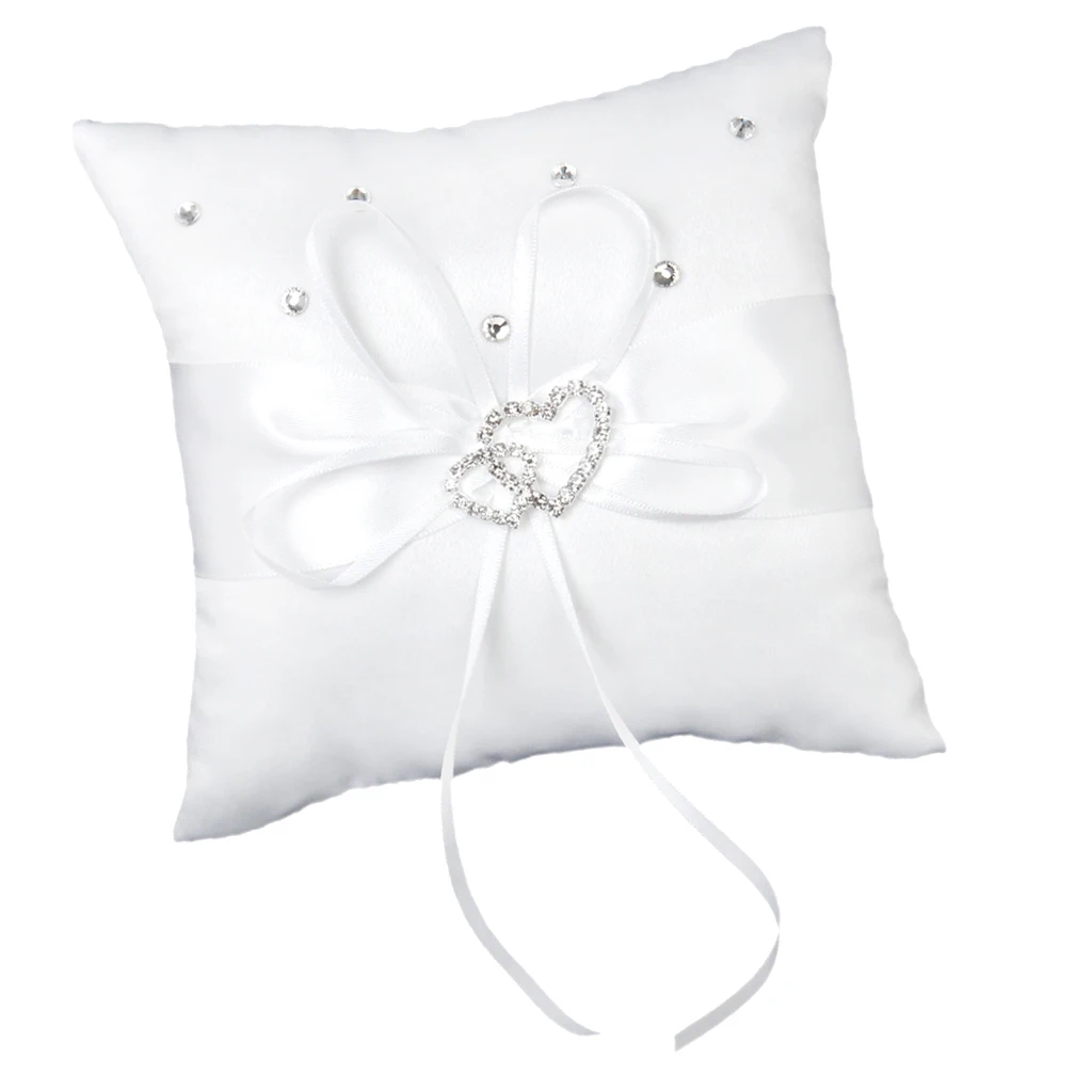With All My Heart Crystal Diamante Wedding Ring Bearer Pillow White 15cm X15cm | Дом и сад