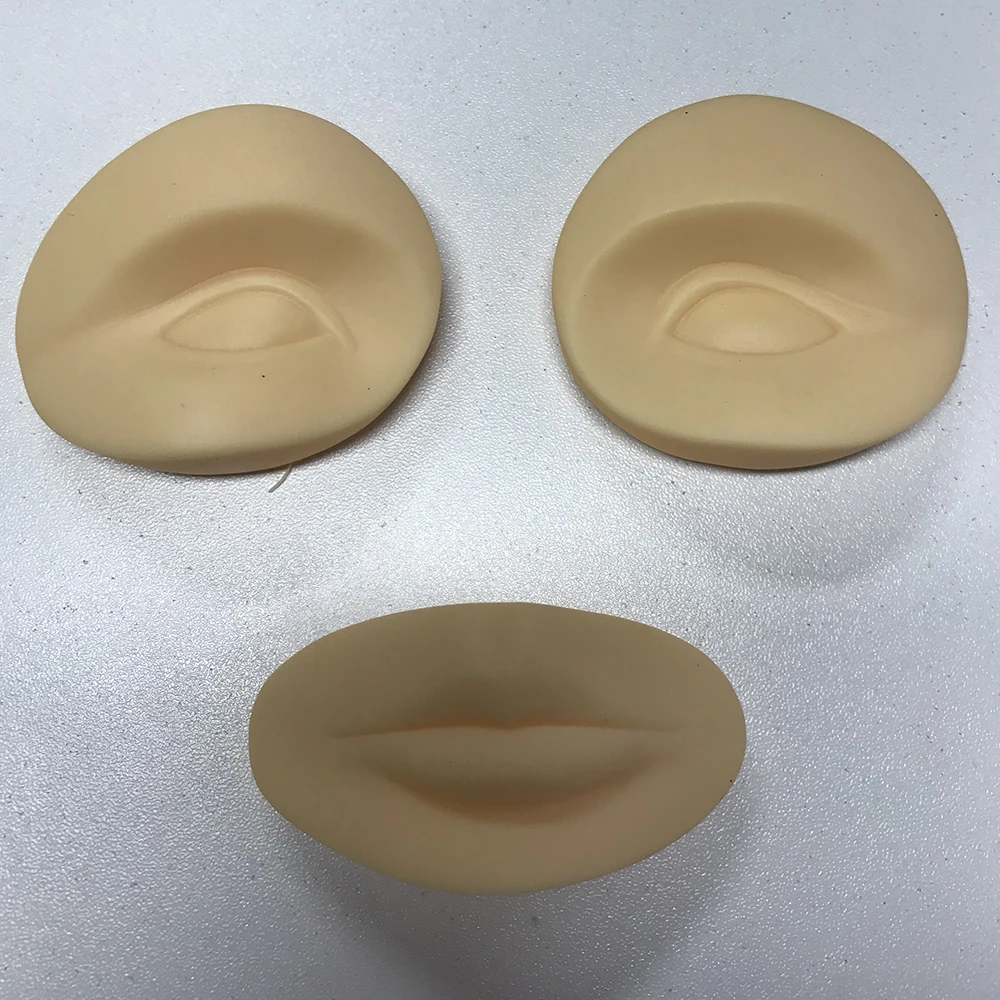 3D Перманентный макияж практика кожи запасные части 2 глаза и 1 губы Обучение манекен голова для татуировки практика кожи