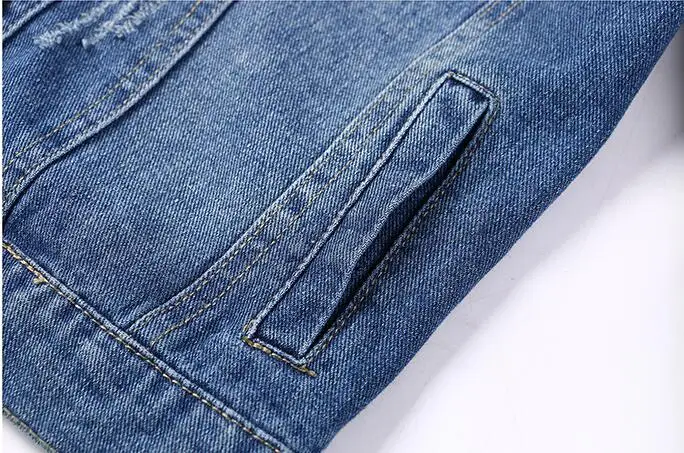 

Plus size round denim jacket with collar jacket 5XL light blue women short denim jacket long sleeve Jaqueta casual jacket