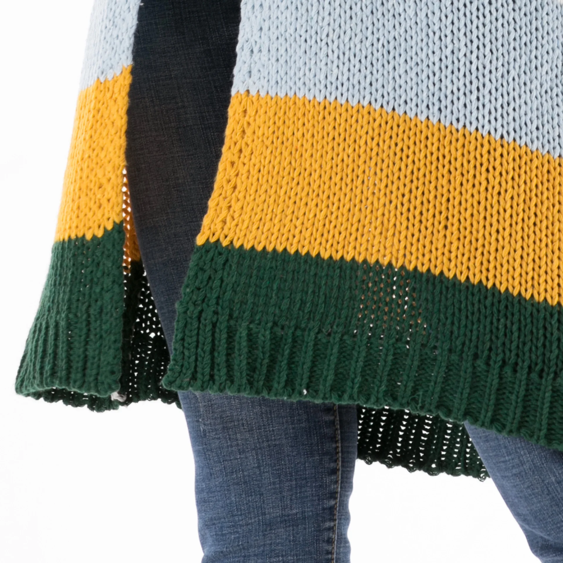 

PGSD Autumn winter Women Mixed color stitching colour stripe warm sweater outerwear Loose knitted Long cardigan Casual female