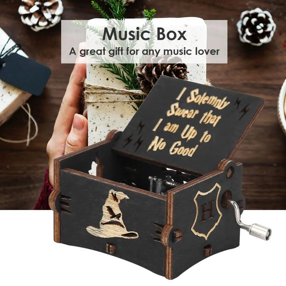 Винтажная деревянная музыкальная шкатулка с ручным заводом ретро украшения для