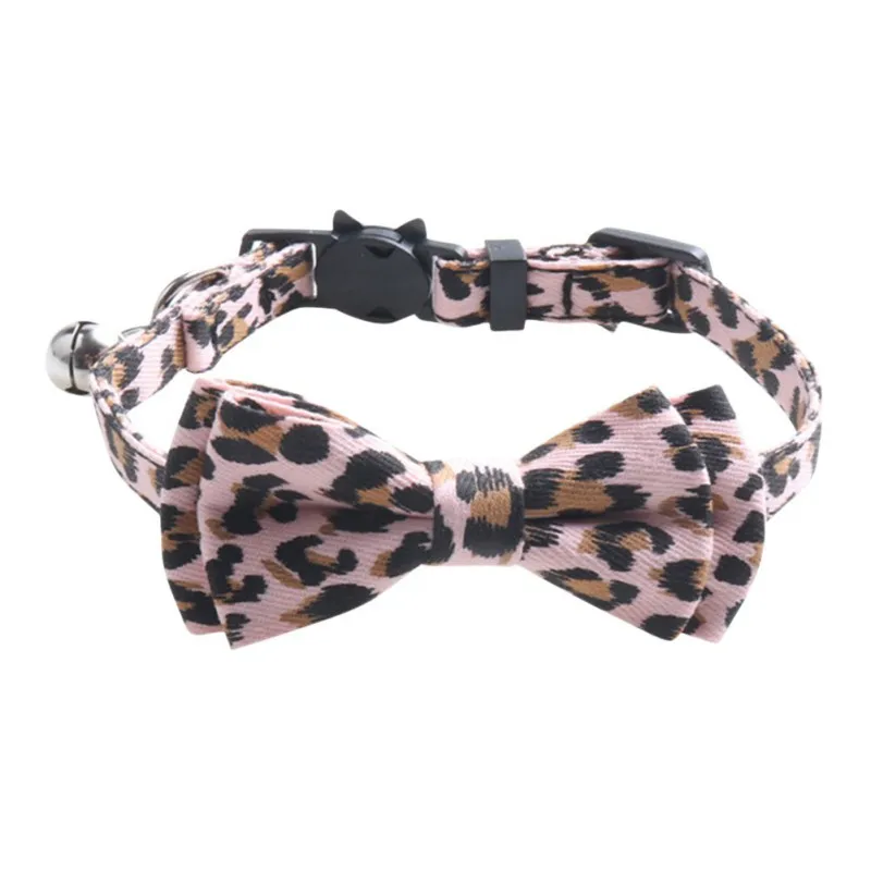 

Leopard Print Cat Collar with Small Bell Pet Collar Bowknot Female Male Puppy Pets Bow Tie Adjustable Cat Accessories