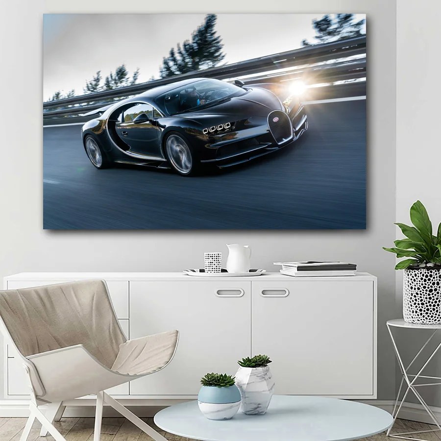 Плакаты и принты Bugatti Chiron спортивный автомобиль обои холст ткань настенная