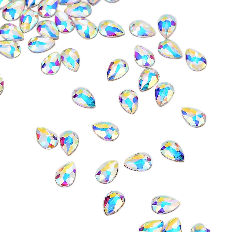 Raindrop 4x6mm 30pcs Golden Back AB Color Flatbacks No-Hotfix Rhinestones CRYSTAL Nail Art Crystal Flat Back Rhinestones For Nails - Цвет: Raindrop 4x6mm