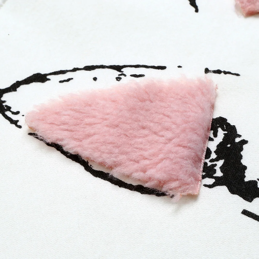 Fleece Hoodies Women Pullover Round Collar Cat Pattern Letter Print Long Sleeve Sweatshirt Fall Winter Jumper Top Female Tunic | Женская