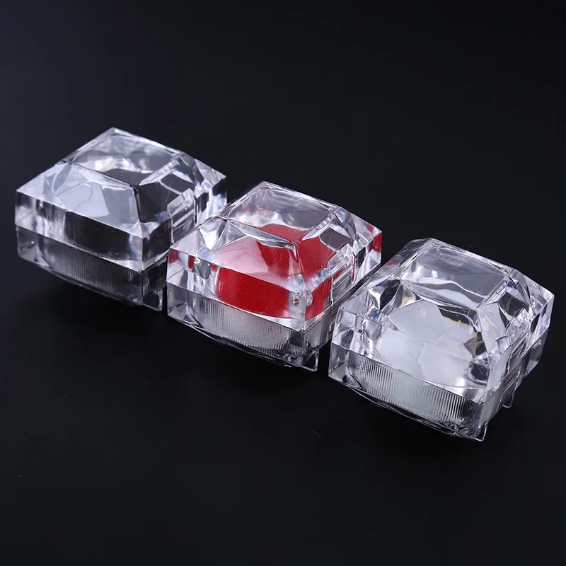 

Transparent Acrylic Ring Holder Wedding Engagement Packaging Jewelry Gift Box