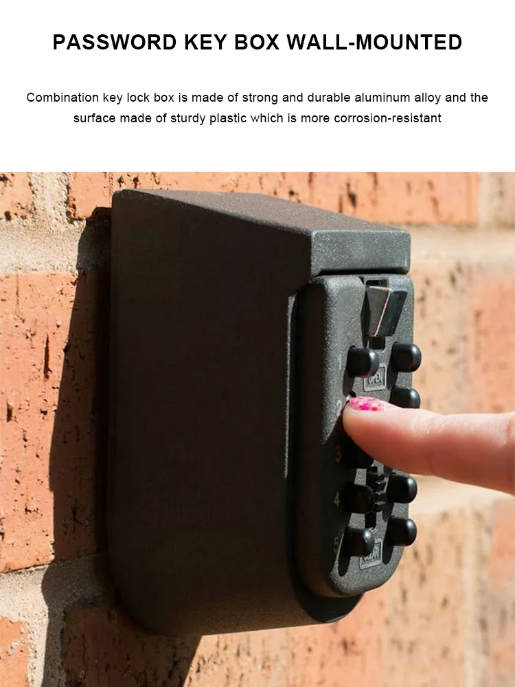 

Combination Key Lock Box Outdoor Wall Mounted Aluminum Alloy Key Safe Security Box For Spare House Weatherproof Key Storage