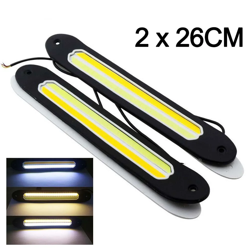 2 х 26 см COB светодиодный гибкие полосы Водонепроницаемый лампа автомобиля Белый