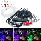 Светодиодная подсветка для ног автомобиля, 12 В, Bluetooth, приложение, управление музыкой, несколько режимов, декоративная RGB-полоса для салона автомобиля