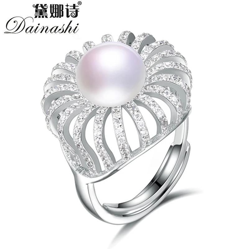 

Dainash 925 пробы Серебряное великолепное кольцо с кристаллом из циркония роскошное кольцо из 100% натурального пресноводного культивированного ...