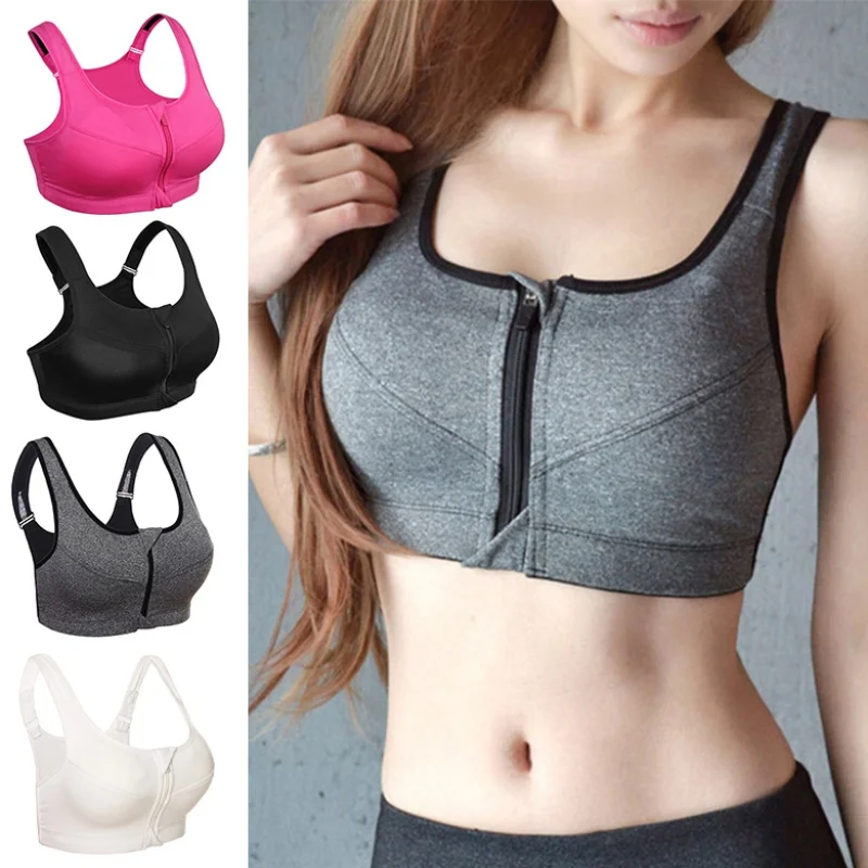 

Sexy Bras For Women Zipper Seamless Bra Cotton Breathable Sports Underwear Wireless With Pads Adjusted Push Up Bra Size 5XL