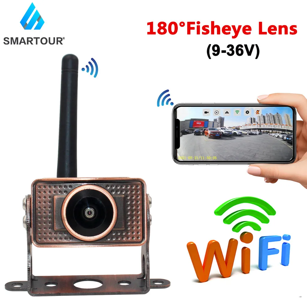 

180 Degree Fisheye Wireless Car Rear View Camera WIFI Reversing Camera Dash Cam HD Night Vision Bus Truck For IPhone Android