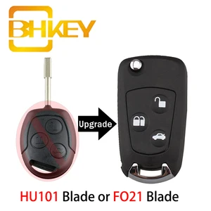 Сменный Чехол BHKEY корпус автомобильного ключа дистанционного управления для Ford Mondeo Focus 2 3, Festiva, Fiesta, HU101FO21 Blade автомобильный смарт ключ-брелок