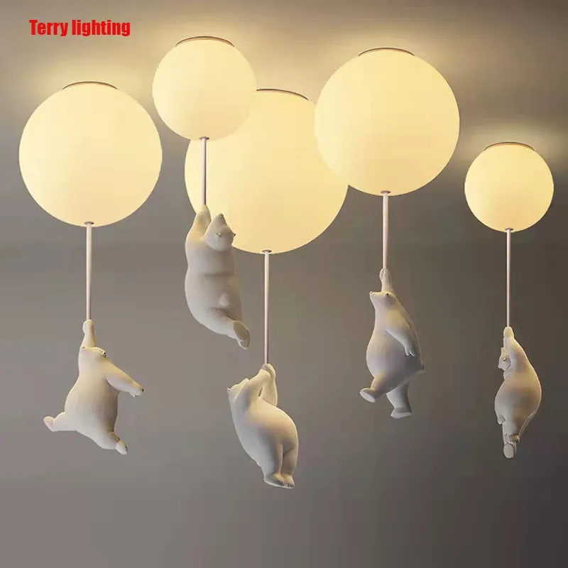 

Modern Cartoon Bear LED Ceiling Lights Warmth Ceiling Lamps Kids Rooms Bedroom Lamp Living Room for Home Decor Lighting Fixtures