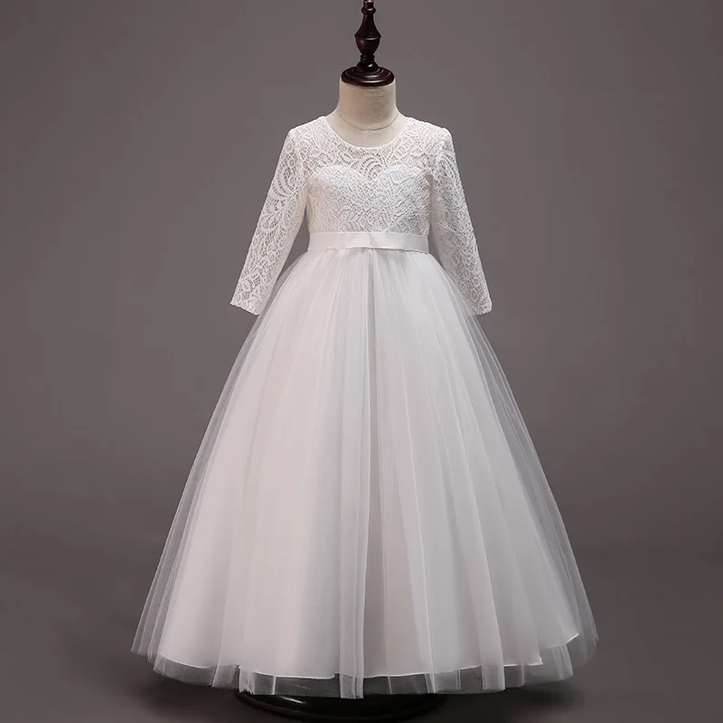 

Praise Dance Dresses for Girls New Children's Princess Dress Lace Wedding Dress Long-Sleeve