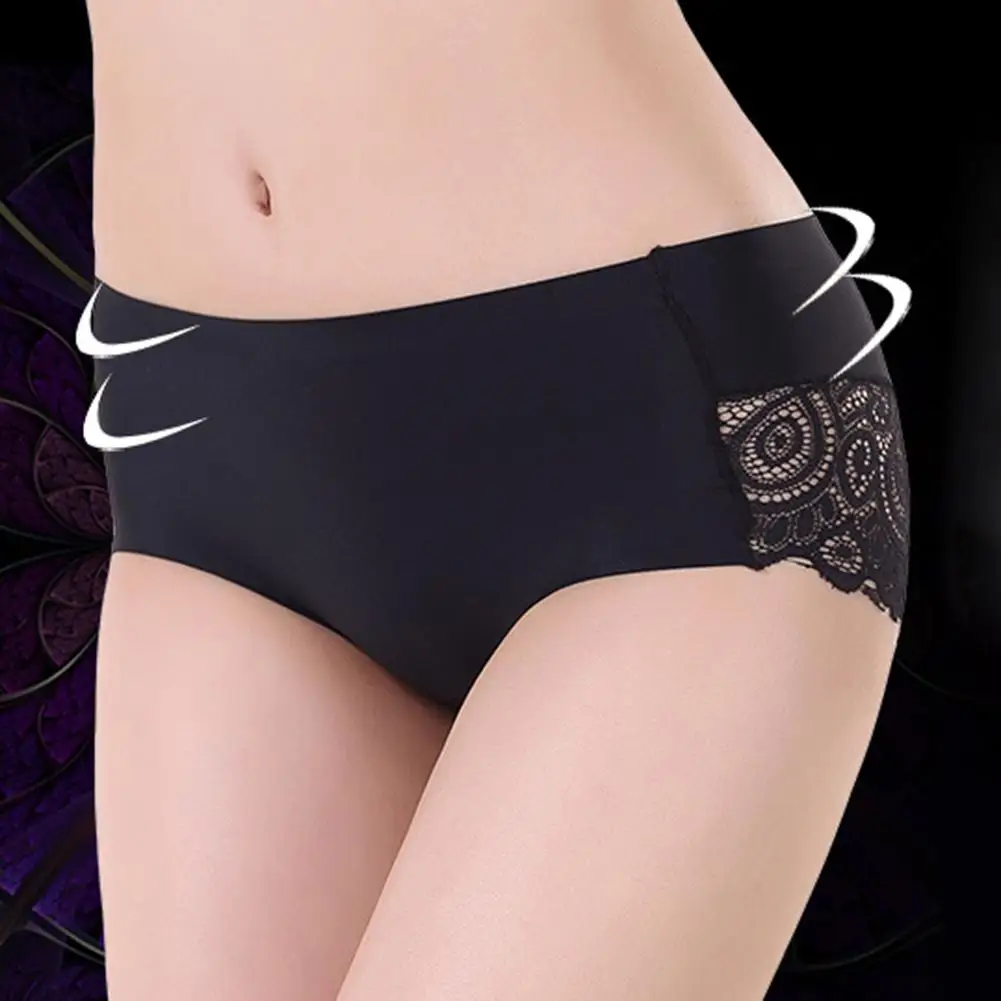 

Women Sexy Stylish Ultra-thin Seamless Breathable Stretchy Lace Patchwork Briefs Underwear Women's Panties Comfort Underpants