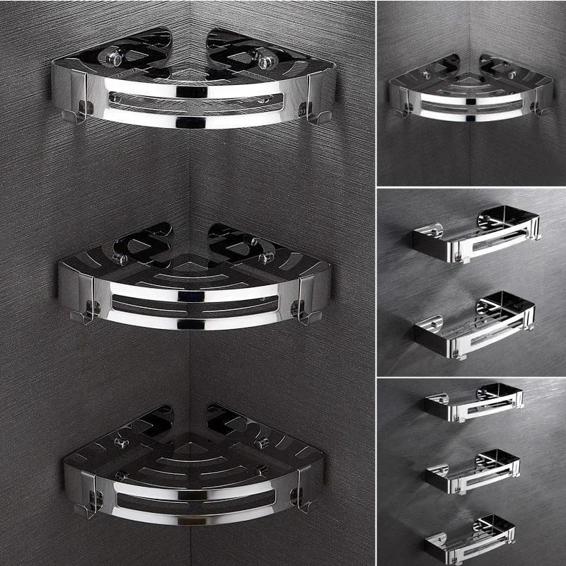 

Треугольная стойка для душа, полка для ванной комнаты, шампуня, душа, простая алюминиевая полка, без отверстий, кухонный штатив, угловая стой...